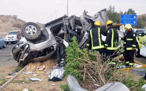 وفاة ضابط شرطة ووالدته وثلاثة من شقيقاته في حادث مروري بالطائف 