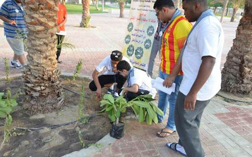 (40) من ذوي الاحتياجات الخاصة يشاركون بتشجير الدمام 