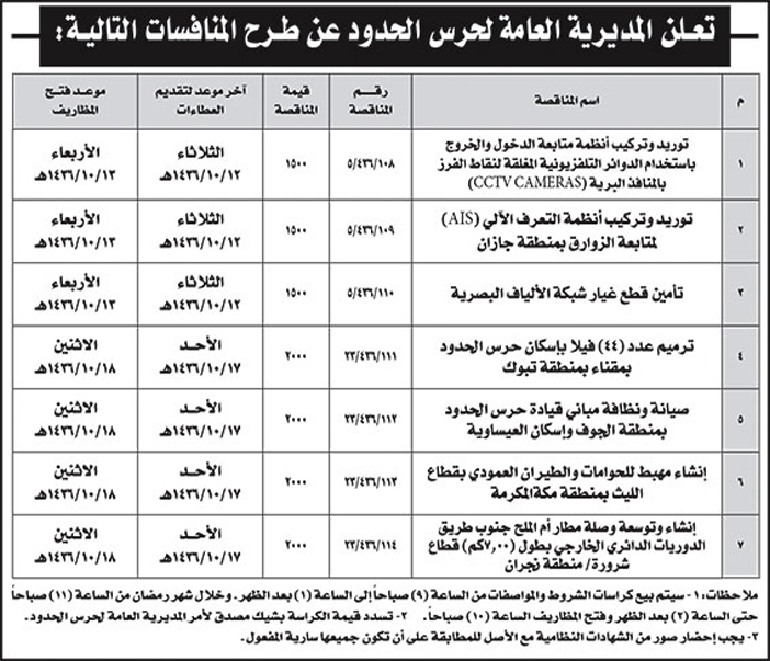 المديرية العامة لحرس الحدود تعلن عن منافسات 