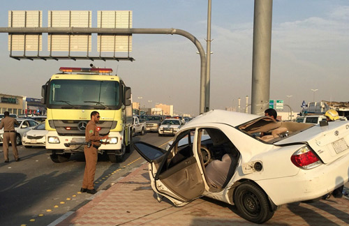  سيارة الشابين بعد الحادث