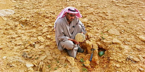  الباحث العيد يعثر على أحد الأحافير