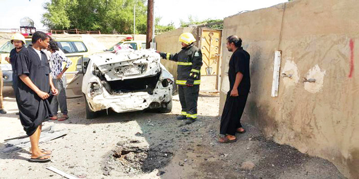  مكان سقوط المقذوف وتضرر المركبة