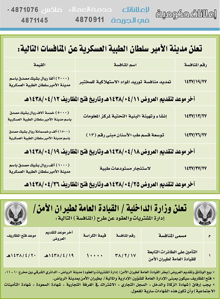 # مناقصات حكومية ( بناء - اسئجار - هدم - نقل - صيانة - تشغيل - شراء – بيع( 