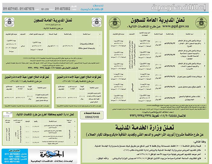 # مناقصات حكومية ( بناء - اسئجار - هدم - نقل - صيانة - تشغيل - شراء – بيع( 