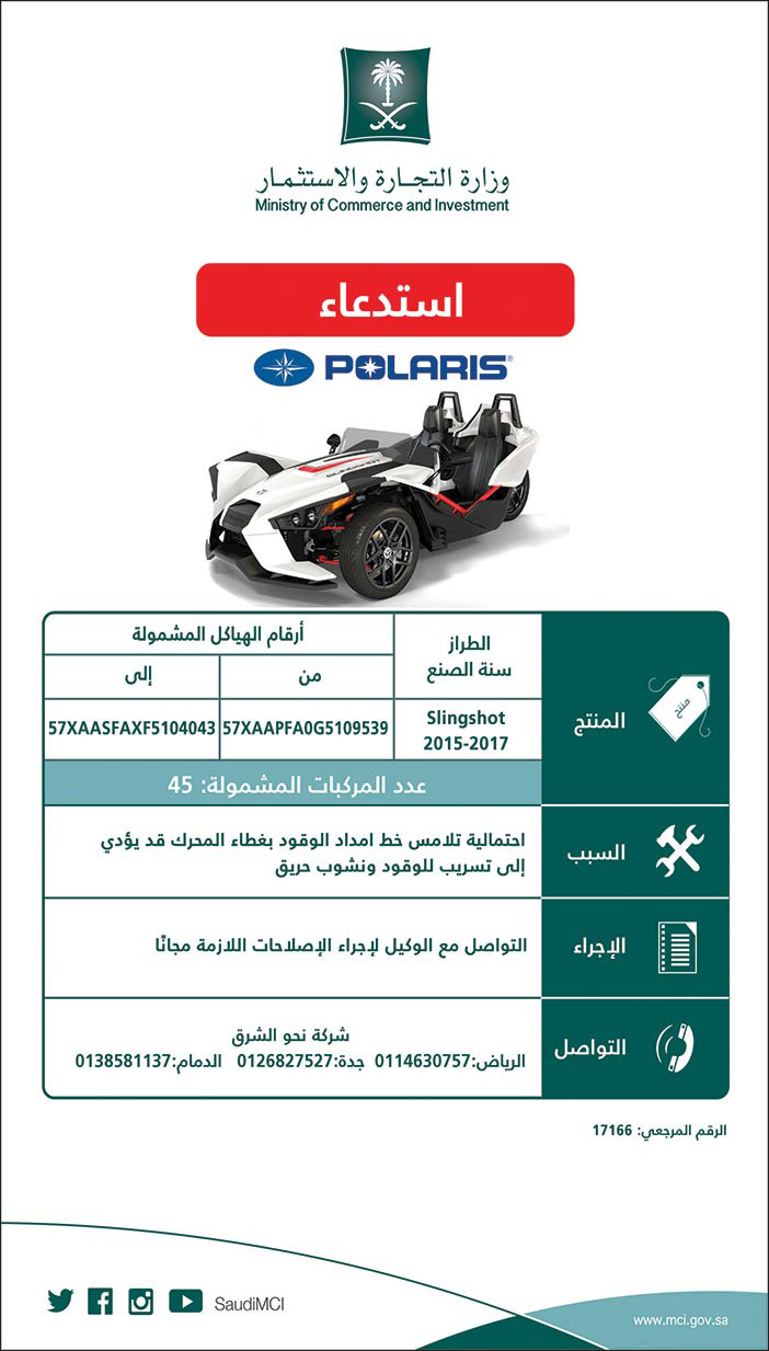 استدعاء Polaris Slingshot 