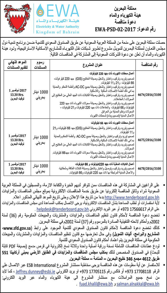منافسة بمملكة البحرين هيئة الكهرباء والماء 
