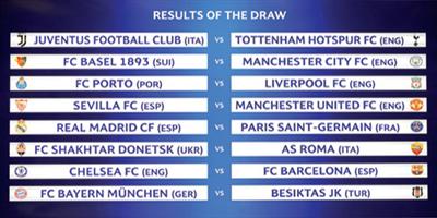 قرعة صعبة للريال وبرشلونة ومتوسطة ليوفنتوس وسهلة لبايرن في الدور الثاني بدوري الأبطال 