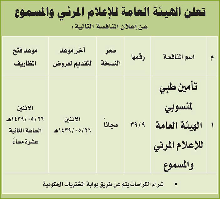 # مناقصات حكومية ( بناء - استئجار - هدم - نقل - صيانة - تشغيل - شراء – بيع( 