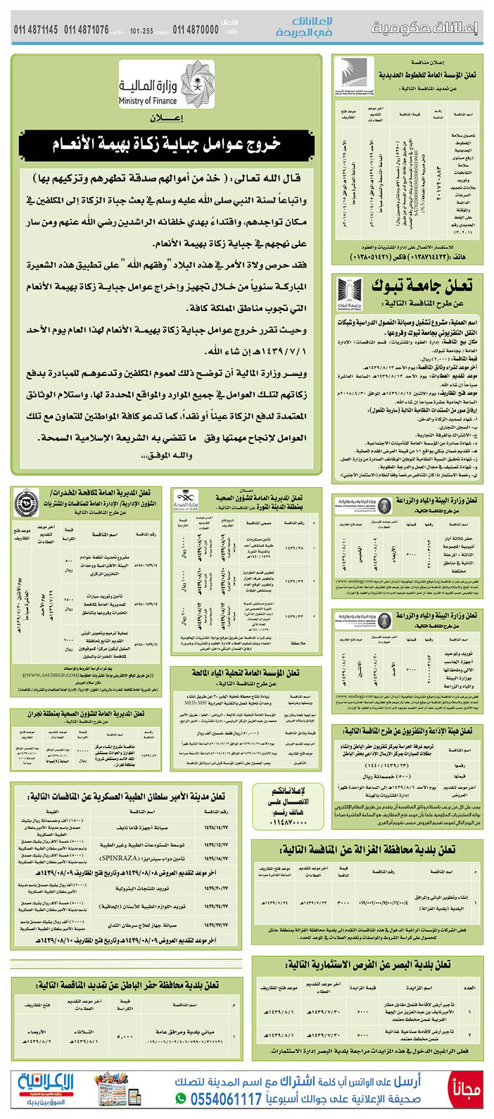 مناقصات حكومية (بناء - استئجار - هدم - نقل - صيانة - تشغيل - شراء – بيع) 