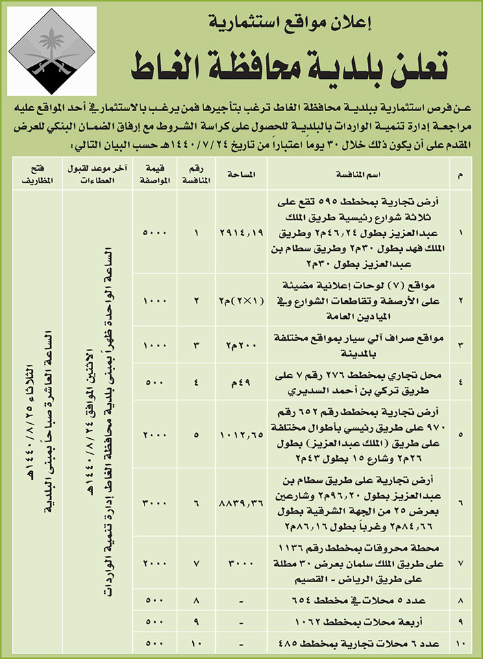 # مناقصات حكومية ( بناء - استئجار - هدم - نقل - صيانة - تشغيل - شراء – بيع( 