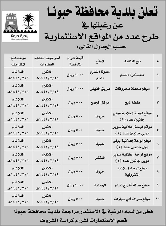 مناقصات حكومية ( بناء - استئجار - هدم - نقل - صيانة - تشغيل - شراء – بيع( 