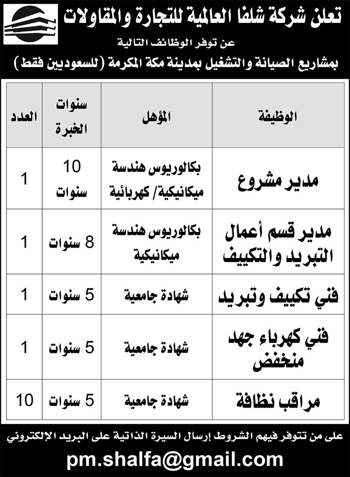 شركة شلفا العالمية للتجارة والمقاولات 