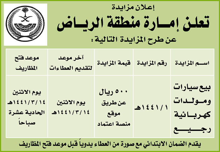 مناقصات حكومية (بناء - استئجار - هدم - نقل - صيانة - تشغيل - شراء – بيع) 