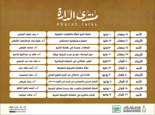 «منتدى الدارة» يواصل محاضراته وخدماتها العلمية الإلكترونية عن بعد 