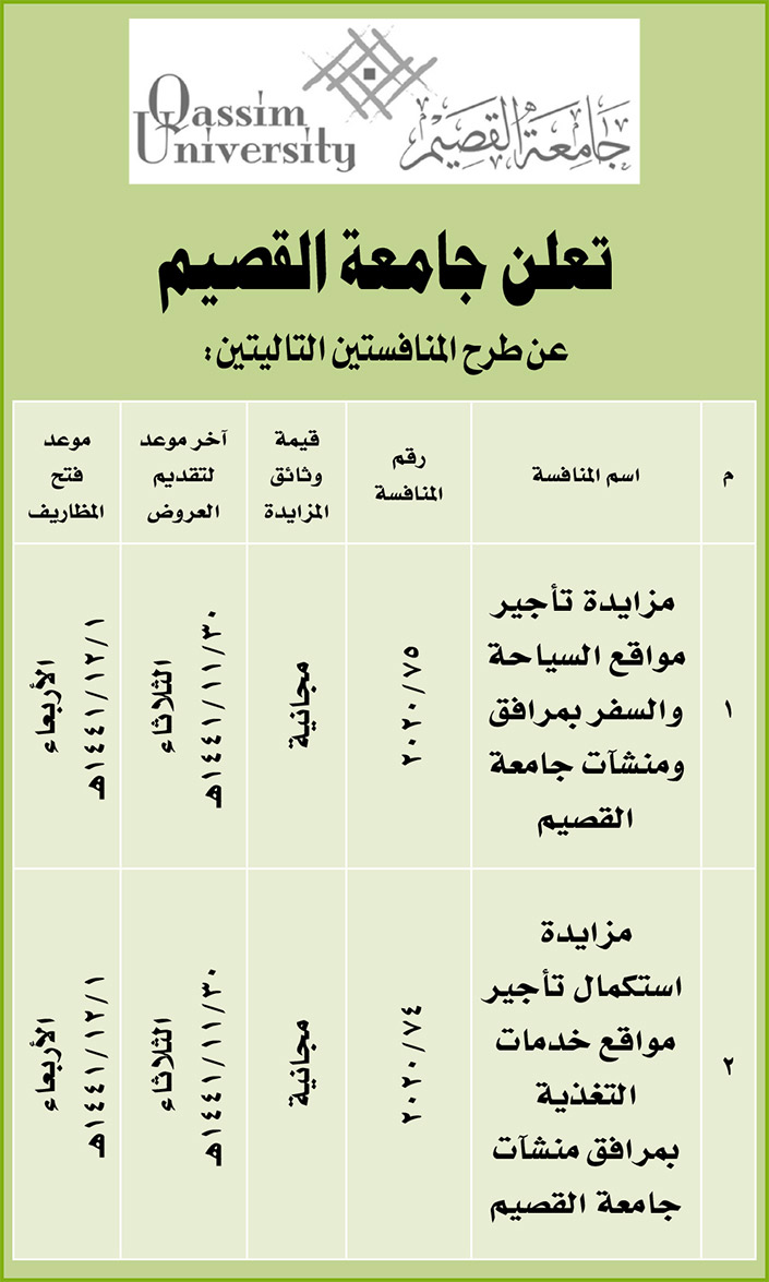 مناقصات حكومية (بناء - استئجار - هدم - نقل - صيانة - تشغيل - شراء – بيع) 