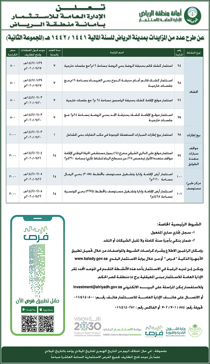 أمانة منطقة الرياض.. طرح عدد من المزايدات بمدينة الرياض 