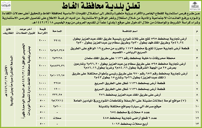 مناقصات حكومية (بناء - استئجار - هدم - نقل - صيانة - تشغيل - شراء – بيع) 