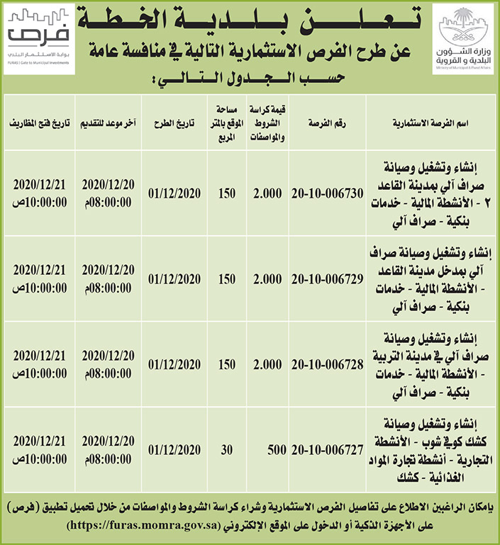 مناقصات حكومية ( بناء - استئجار - هدم - نقل - صيانة - تشغيل- شراء – بيع 