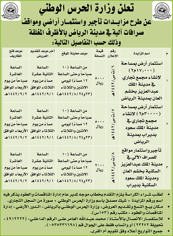 مناقصات حكومية (بناء - استئجار - هدم - نقل - صيانة - تشغيل - شراء – بيع) 