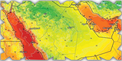 انخفاض تدريجي في الحرارة على المملكة 