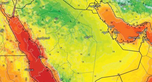 انخفاض تدريجي في الحرارة على المملكة 