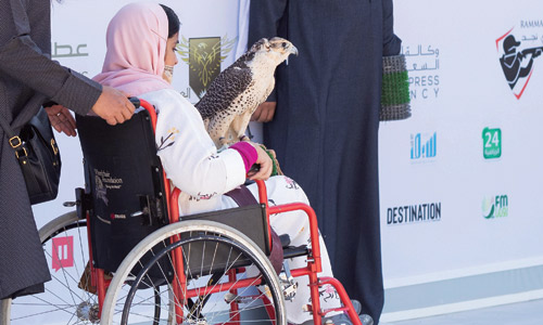 فتاة تتحدى الإعاقة بمهرجان «الصقور» 