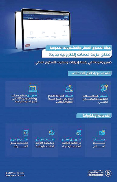 «هيئة المحتوى المحلي» تطلق حزمة خدمات إلكترونية 