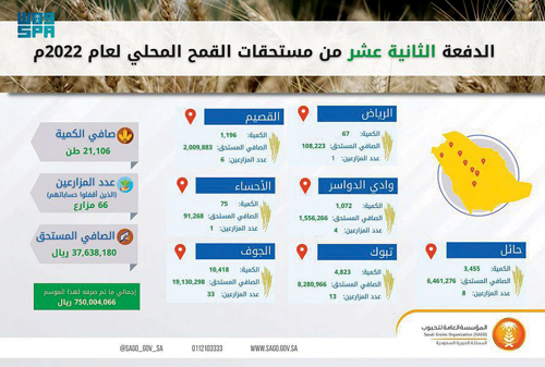 «الحبوب» تصرف مستحقات مزارعي القمح المحلي 