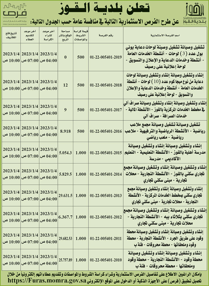 إعلان بلدية القوز 