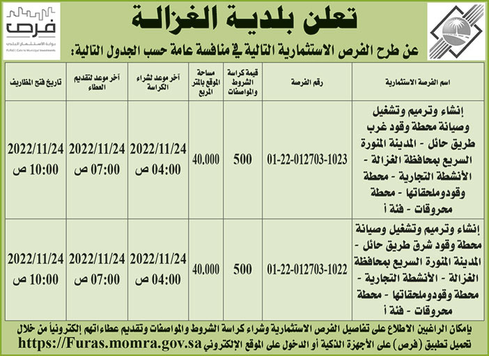 إعلان بلدية الغزالة 