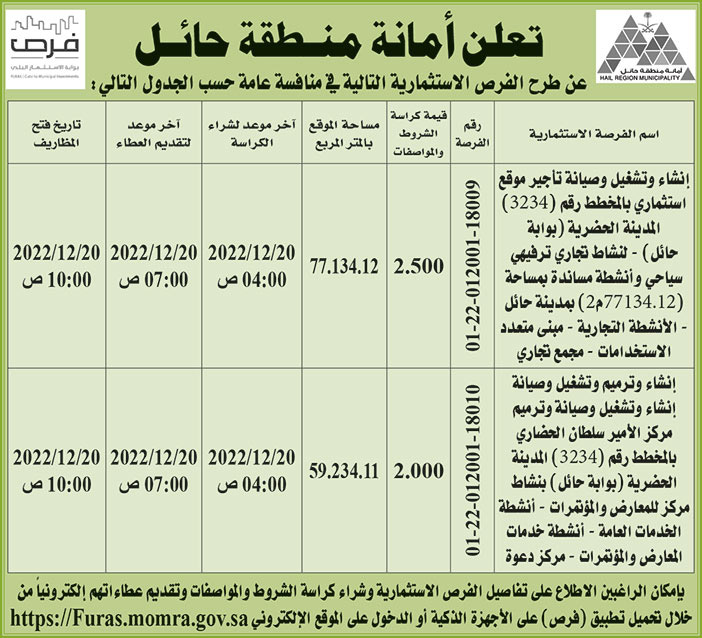 إعلان أمانة حائل 