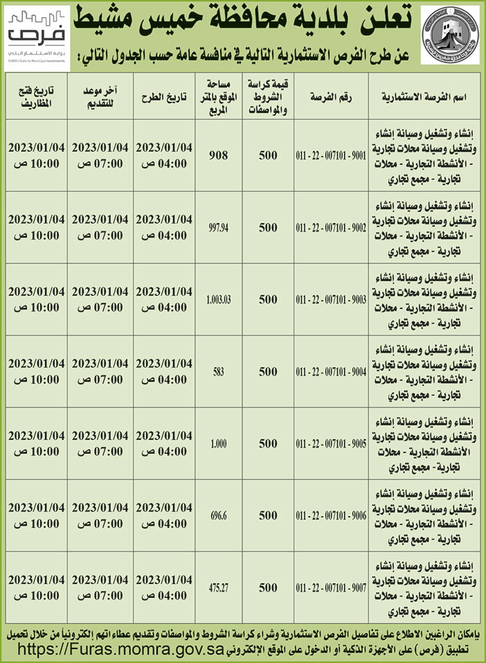 إعلان بلدية محافظة خميس مشيط 