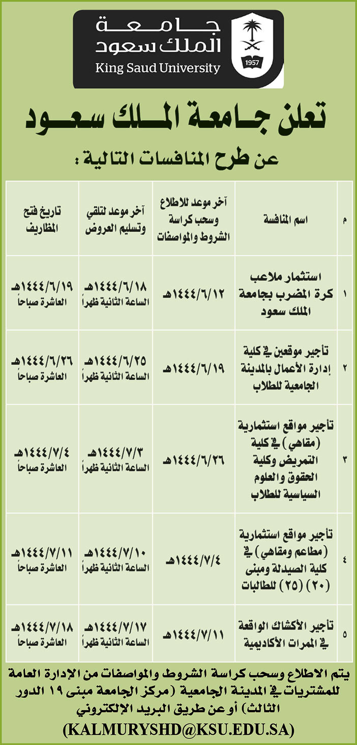 إعلان جامعة الملك سعود 