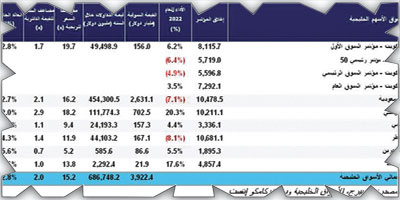 تراجع أداء الأسواق الخليجية بنسبة 6.4 % بعد النمو الكبير في العام السابق 