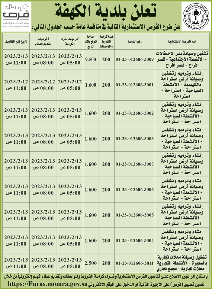 إعلان بلدية الكهفة 