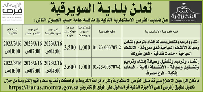 إعلان بلدية السويرقية 