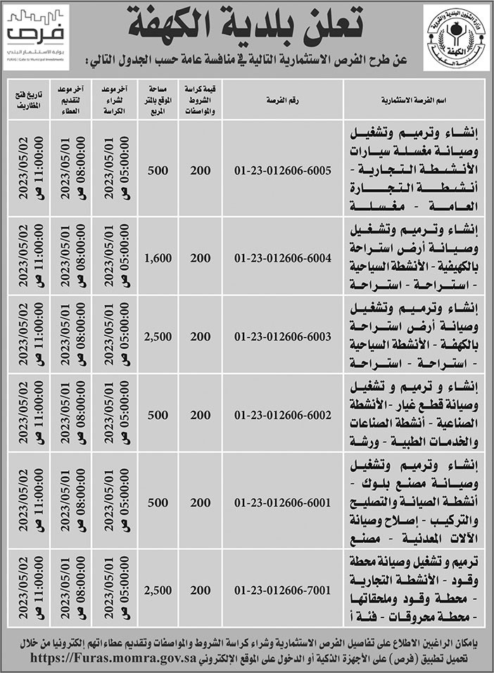 إعلان بلدية الكهفة 