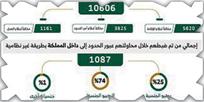 «الداخلية»: ضبط (10606) مخالفين لأنظمة الإقامة والعمل 