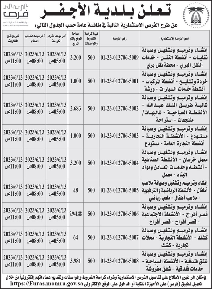 إعلان بلدية الأجفر 