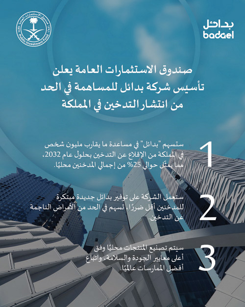 «الاستثمارات العامة»: تأسيس شركة «بدائل» للحد من انتشار التدخين 