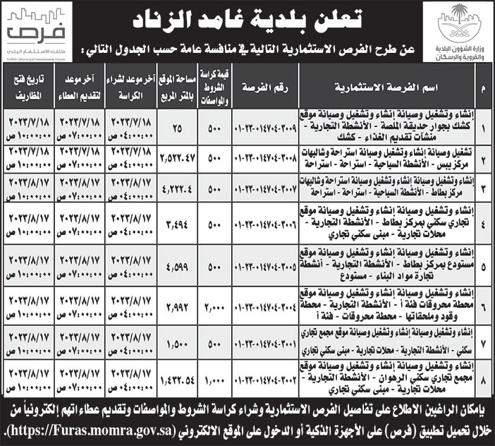 إعلان بلدة غامد الزناد 