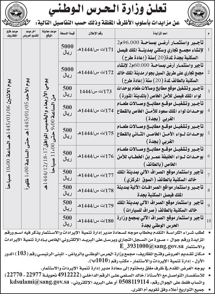 إعلان وزارة الحرس الوطني 