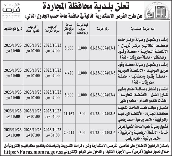 إعلانات بلدية محافظة المجاردة 