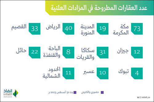 «إنفاذ» يسند أكثر من 260 فرصة عقارية متنوعة في 13 مدينة ومنطقة بالمملكة 