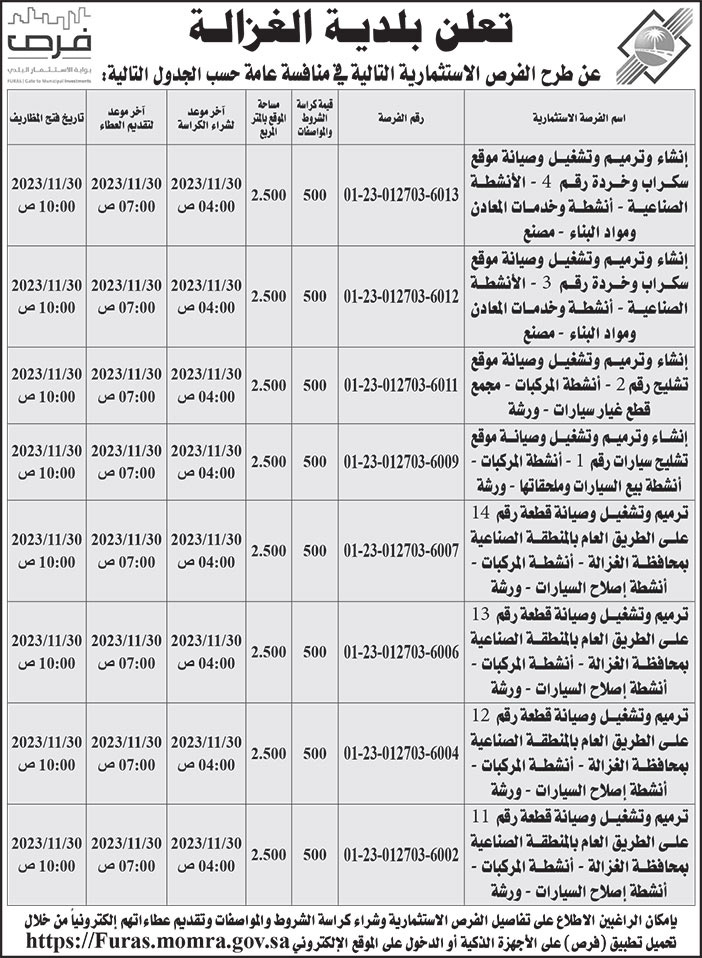 إعلان بلدية الغزالة 