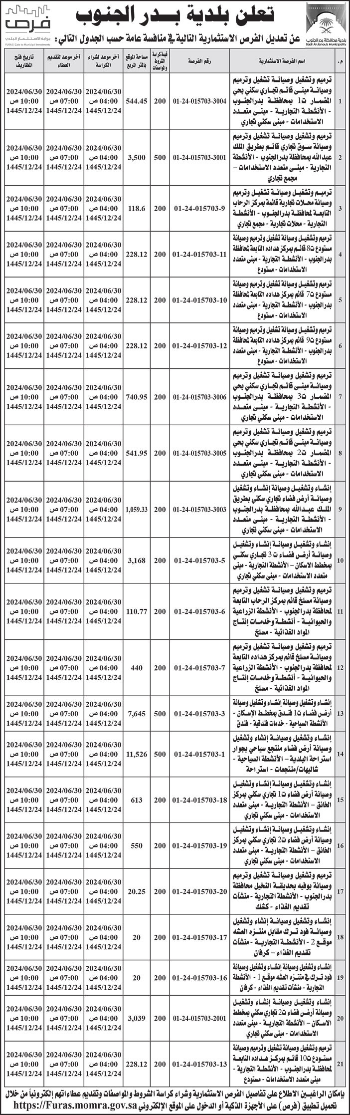 إعلان بلدية بدر الجنوب 