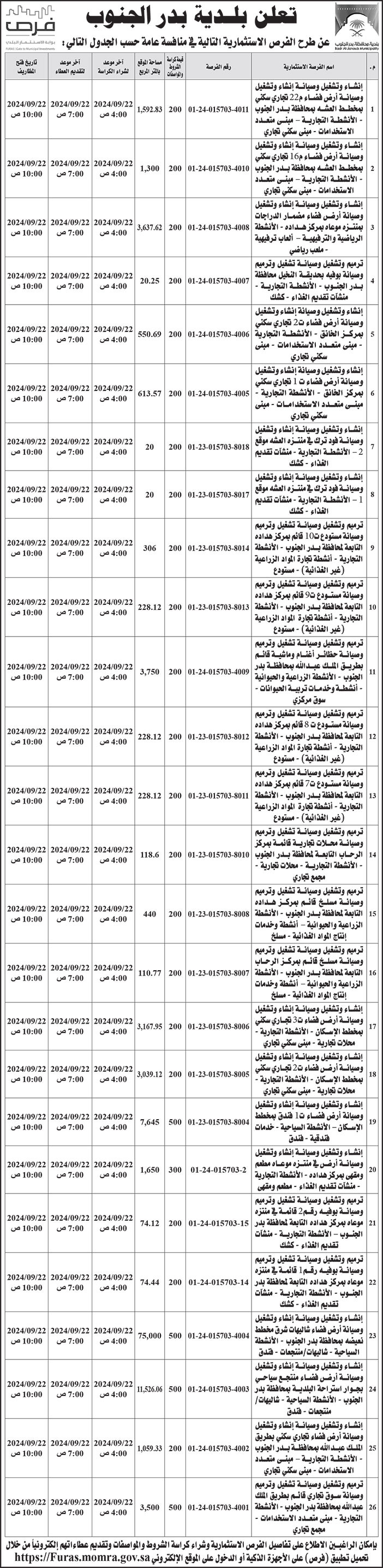 إعلان بلدية بدر الجنوب 