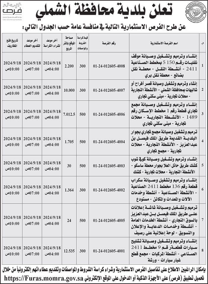 إعلان بلدية محافظة الشملي 