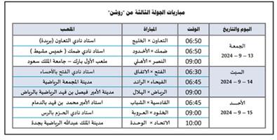 مباريات الجولة الثالثة من (روشن) 