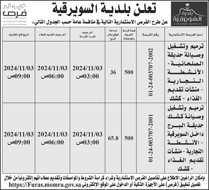 إعلان بلدية السويرقية 